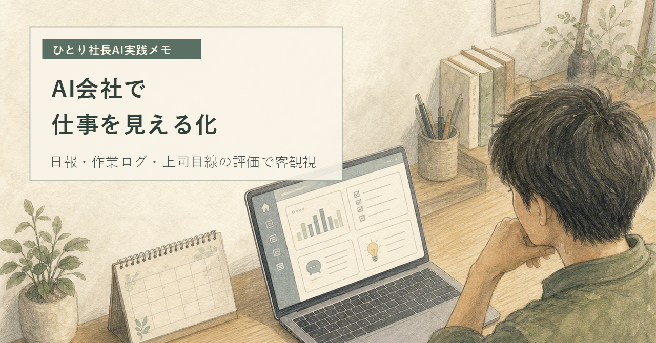 ひとり社長のAI会社づくり入門｜仕事を可視化する役割分担と日報のアイキャッチ画像